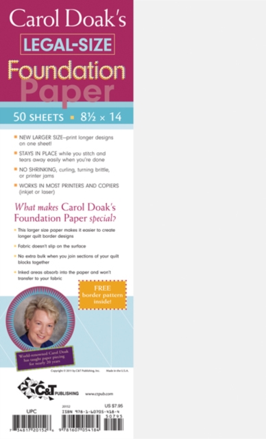 Carol Doak's Legal Size Foundation Paper : 50 Sheets, 8 1/2" x 14", General merchandise Book