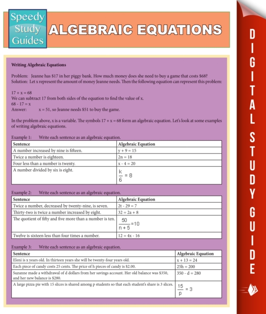 Algebraic Equations (Speedy Study Guides), PDF eBook