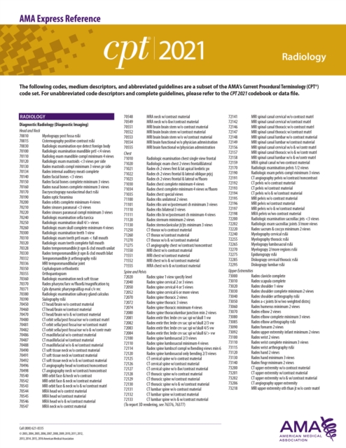 CPT 2021 Express Reference Coding Card: Radiology, PDF eBook
