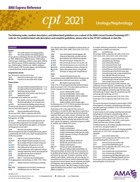 CPT 2021 Express Reference Coding Card: Urology/Nephrology, PDF eBook
