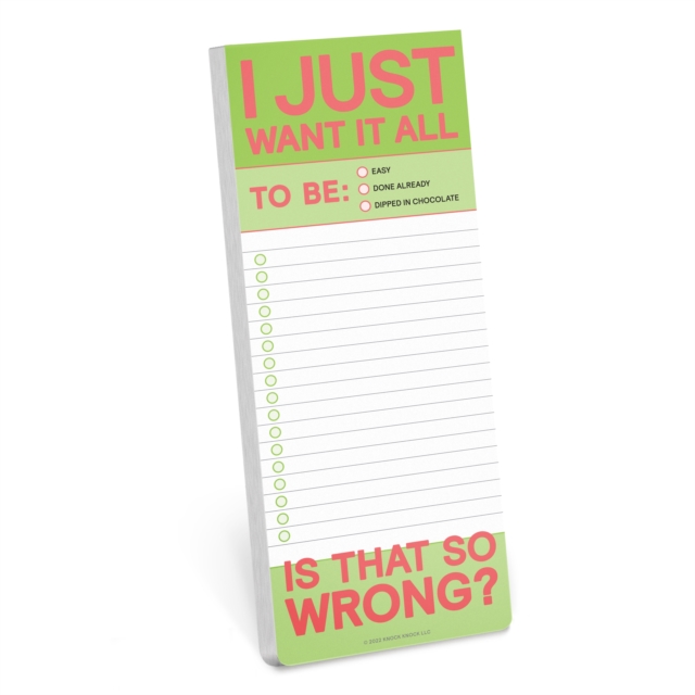 Knock Knock I Just Want It All Make-a-List Pad, Other printed item Book