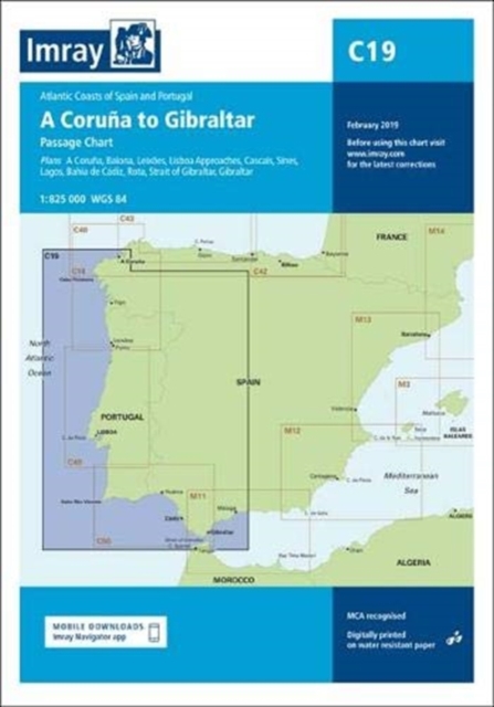 Imray Chart C19 : A Coruna to Gibraltar, Sheet map, folded Book