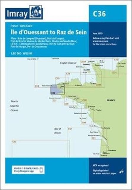Imray Chart C36 : Ile d'Ouessant to Raz de Seine, Sheet map, folded Book