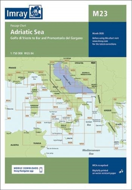 Imray Chart M23 Adriatic Sea Passage Chart : Golfo di Trieste to Bar and Promontorio del Gargano, Sheet map, folded Book