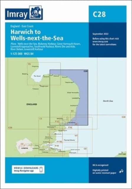 Imray Chart C28 : Harwich to Wells-next-the-sea, Sheet map, folded Book