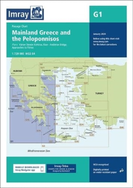 G1 Mainland Greece and the Peloponnisos : Passage Chart, Sheet map, folded Book