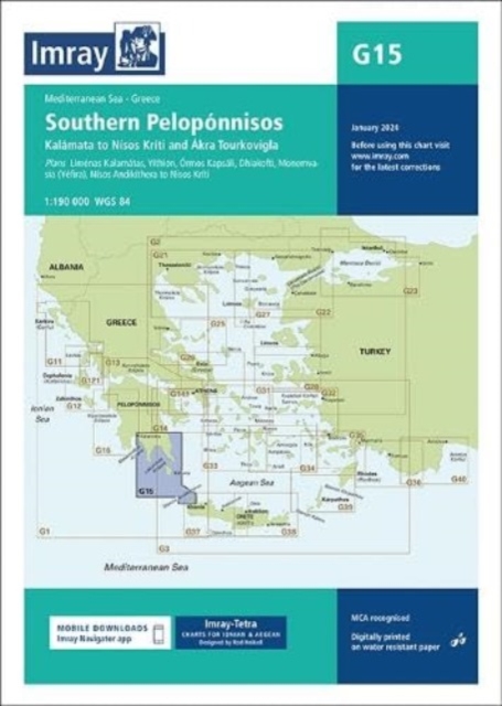 Imray Chart G15 : Southern Peloponnisos, Sheet map, folded Book