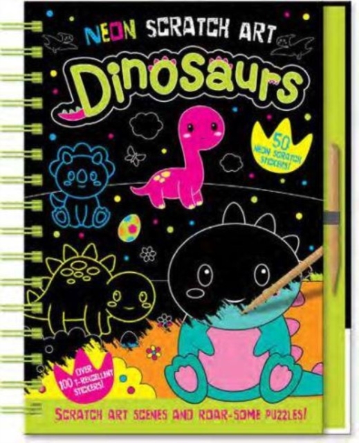 Neon Scratch Art Dinosaurs, Hardback Book