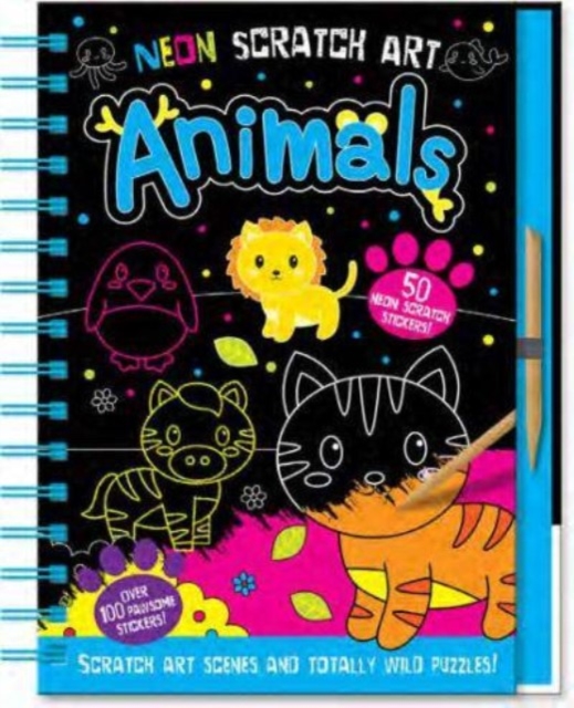 Neon Scratch Art Animals, Hardback Book