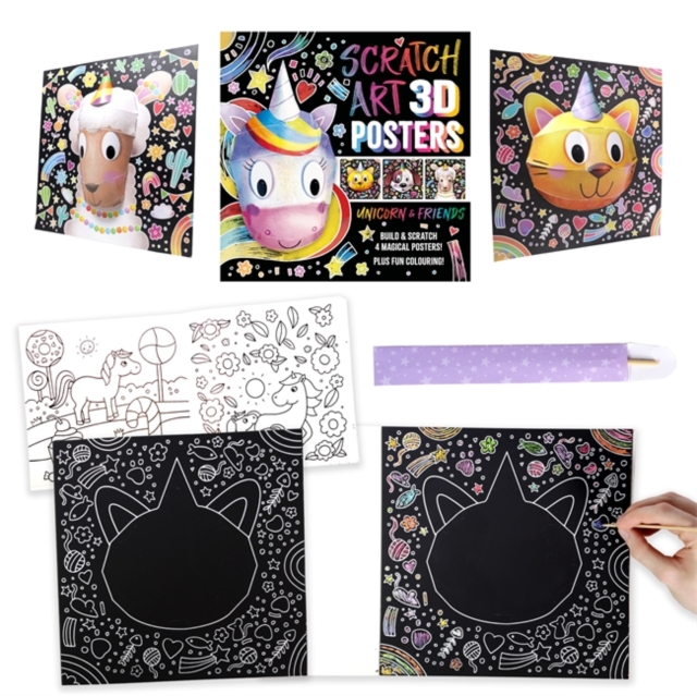 Scratch Art 3D Posters: Unicorn & Friends, Paperback / softback Book