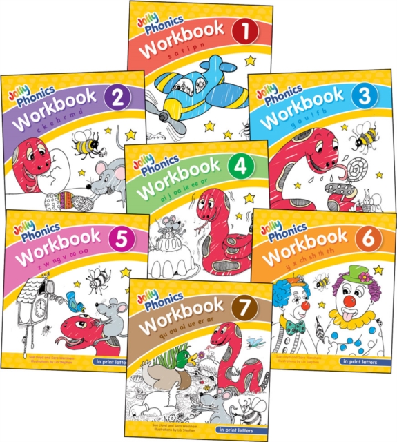Jolly Phonics Workbooks 1-7 : In Print Letters (American English edition), Paperback Book