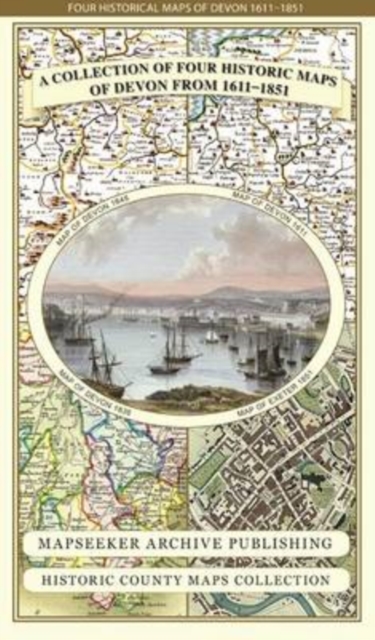Devon 1611 - 1836 - Fold Up Map that features a collection of Four Historic Maps, John Speed's County Map 1611, Johan Blaeu's County Map of 1648, Thomas Moules County Map of 1836 and a Plan of Exeter, Sheet map, folded Book