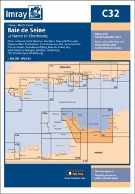Imray Chart C32 : Bai de Seine - Le Havre to Cherbourg, Sheet map, folded Book