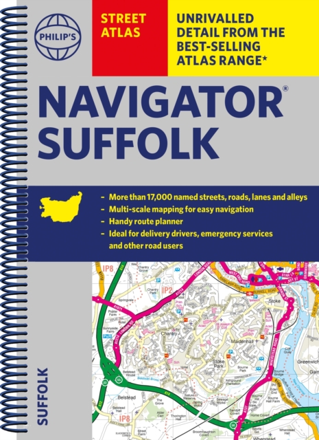 Philip's Navigator Street Atlas Suffolk, Spiral bound Book