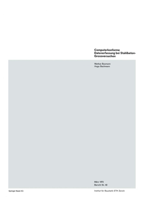 Computerkonforme Datenerfassung bei Stahlbeton-Groversuchen, PDF eBook