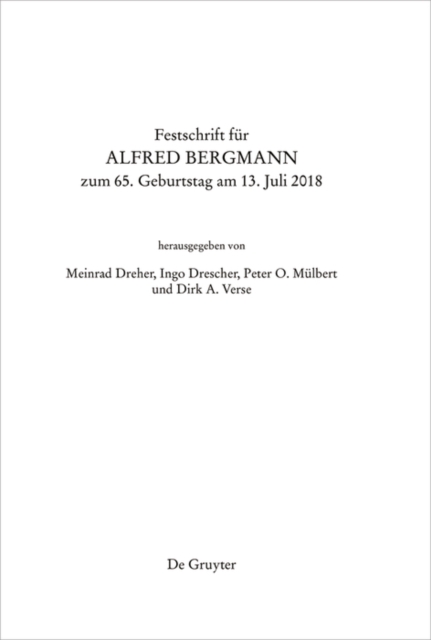 Festschrift fur Alfred Bergmann zum 65. Geburtstag am 13. Juli 2018, EPUB eBook