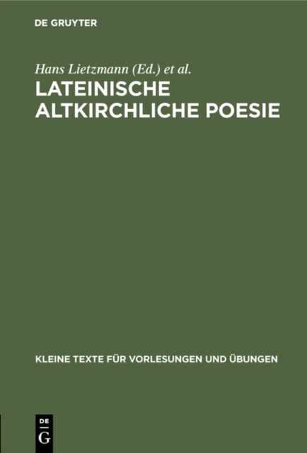 Lateinische altkirchliche Poesie, PDF eBook
