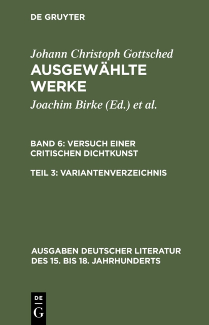Versuch einer Critischen Dichtkunst. Variantenverzeichnis, PDF eBook
