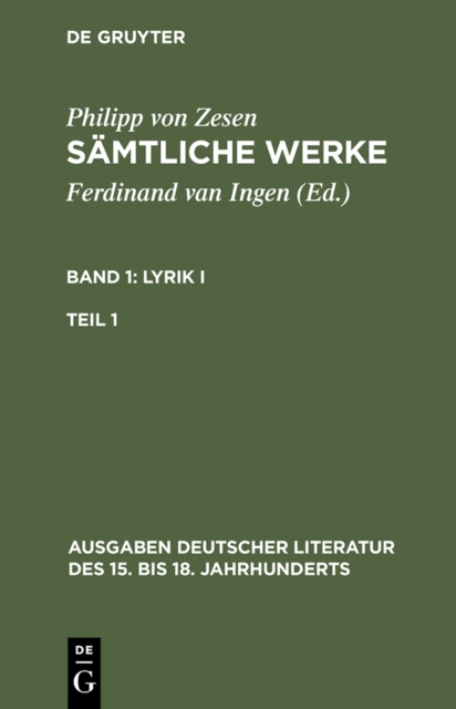 Lyrik I. Erster Teil, PDF eBook