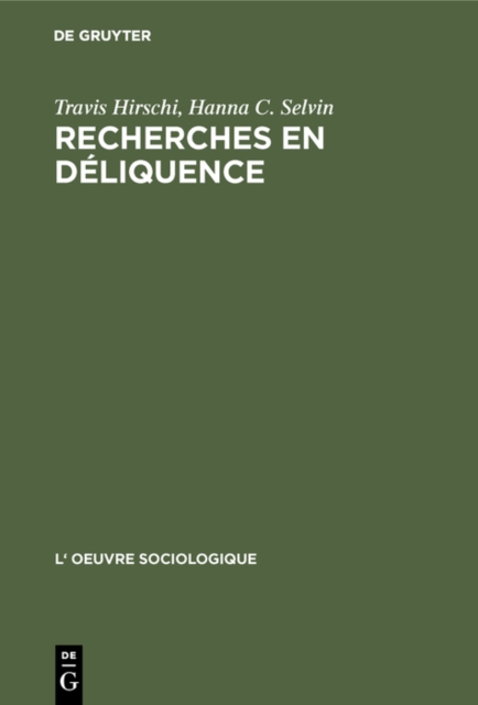 Recherches en deliquence : Principes de l'analyse quantitative, PDF eBook