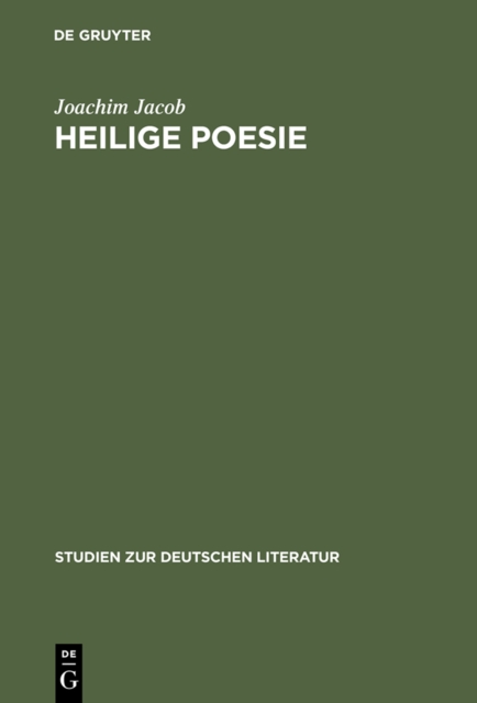 Heilige Poesie : Zu einem literarischen Modell bei Pyra, Klopstock und Wieland, PDF eBook