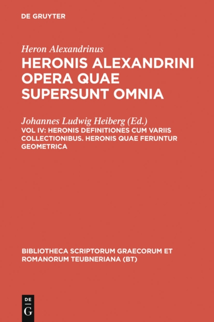 Heronis definitiones cum variis collectionibus. Heronis quae feruntur geometrica, PDF eBook