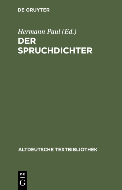 Gedichte : Teil 1: Der Spruchdichter, PDF eBook