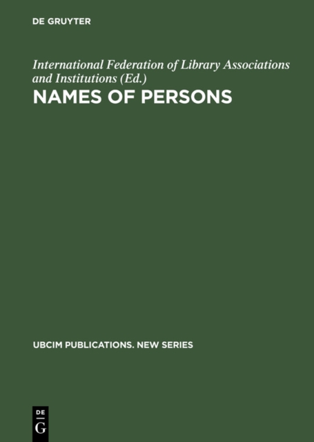 Names of Persons : National Usages for Entry in Catalogues, PDF eBook