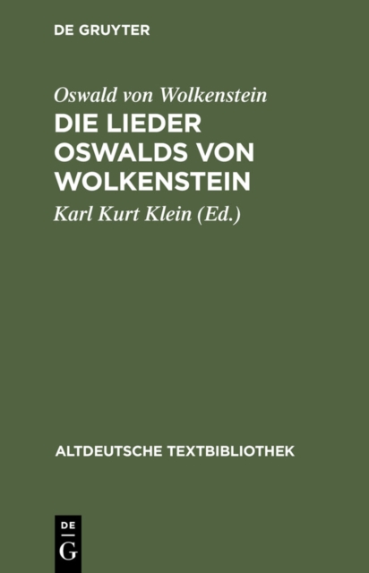 Die Lieder Oswalds von Wolkenstein, PDF eBook