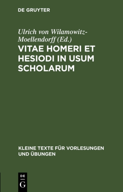 Vitae Homeri et Hesiodi in usum scholarum, PDF eBook