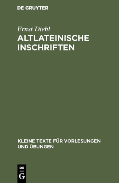 Altlateinische Inschriften, PDF eBook
