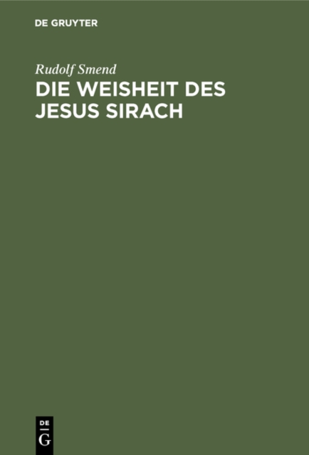 Die Weisheit des Jesus Sirach, PDF eBook