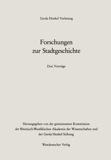 Forschungen zur Stadtgeschichte, PDF eBook