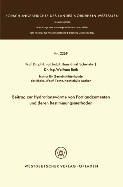Beitrag zur Hydrationswarme von Portlandzementen und deren Bestimmungsmethoden, PDF eBook