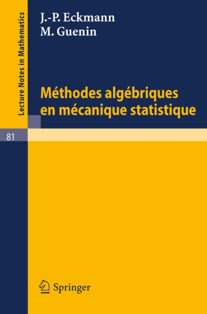 Methodes Algebriques en Mecanique Statistique, PDF eBook