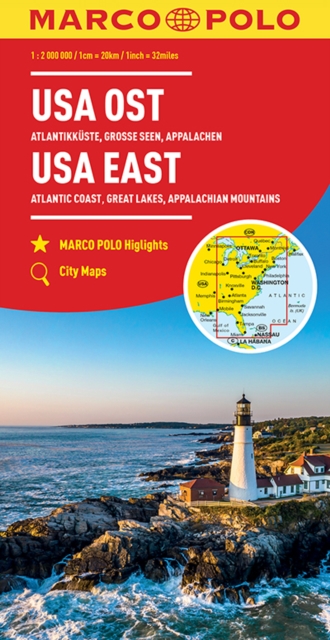 USA East Marco Polo Map : Atlantic Coast, Great Lakes and Appalachian Mountains, Sheet map, folded Book