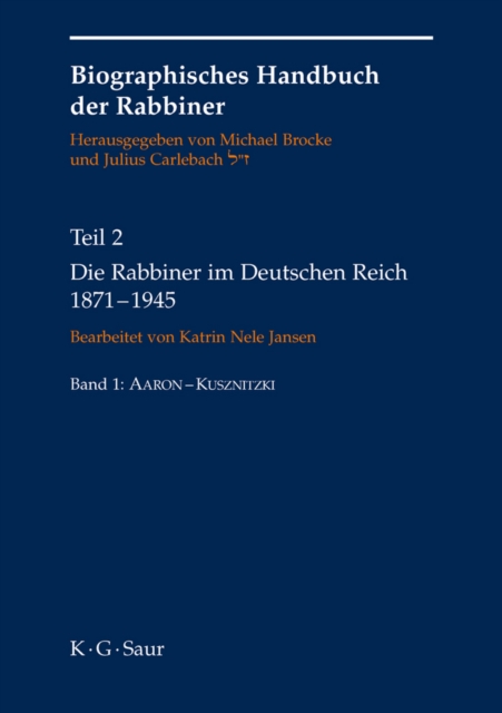 Die Rabbiner im Deutschen Reich 1871-1945, PDF eBook