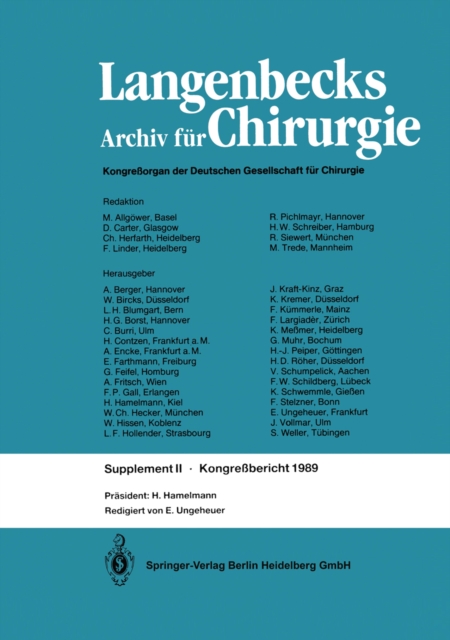 Verhandlungen der Deutschen Gesellschaft fur Chirurgie : 106. Tagung vom 29. Marz bis 1. April 1989, PDF eBook