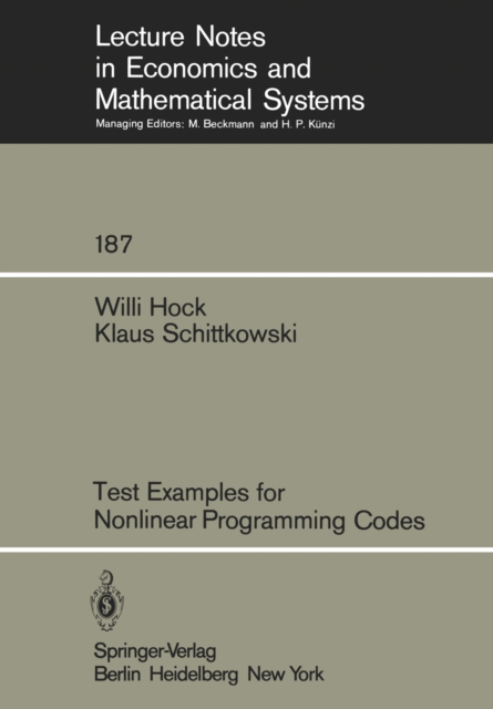 Test Examples for Nonlinear Programming Codes, PDF eBook