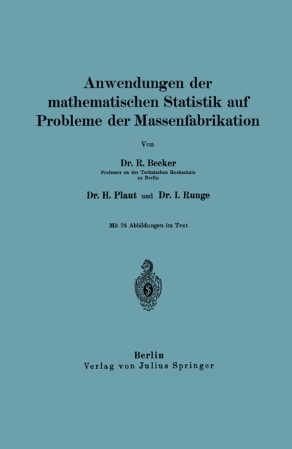 Anwendungen der mathematischen Statistik auf Probleme der Massenfabrikation, PDF eBook