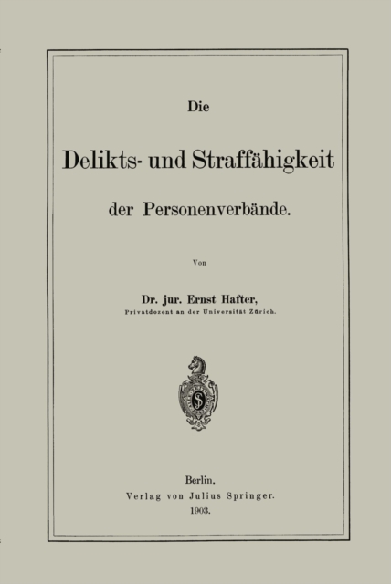 Die Delikts- und Straffahigkeit der Personenverbande, PDF eBook