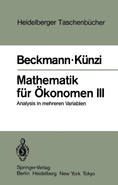 Mathematik fur Okonomen III : Analysis in mehreren Variablen, PDF eBook