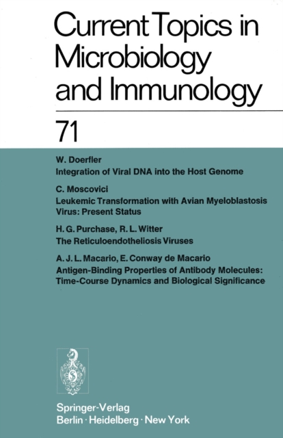 Current Topics in Microbiology and Immunology / Ergebnisse der Mikrobiologie und Immunitatsforschung : Volume 71, PDF eBook