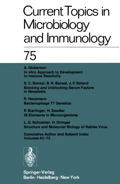 Current Topics in Microbiology and Immunology / Ergebnisse der Microbiologie und Immunitatsforschung, PDF eBook