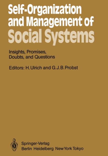 Self-Organization and Management of Social Systems : Insights, Promises, Doubts, and Questions, PDF eBook