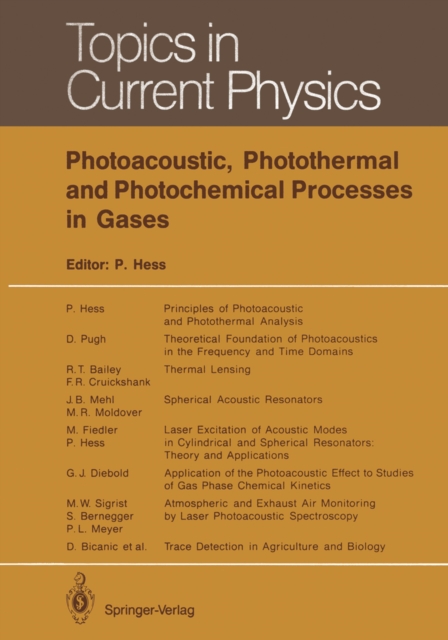 Photoacoustic, Photothermal and Photochemical Processes in Gases, PDF eBook