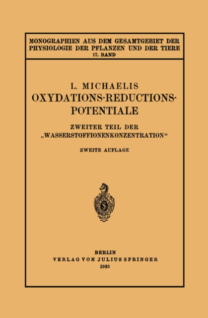 Oxydations-Reductions-Potentiale : Zweiter Teil der „Wasserstoffionenkonzentration", PDF eBook