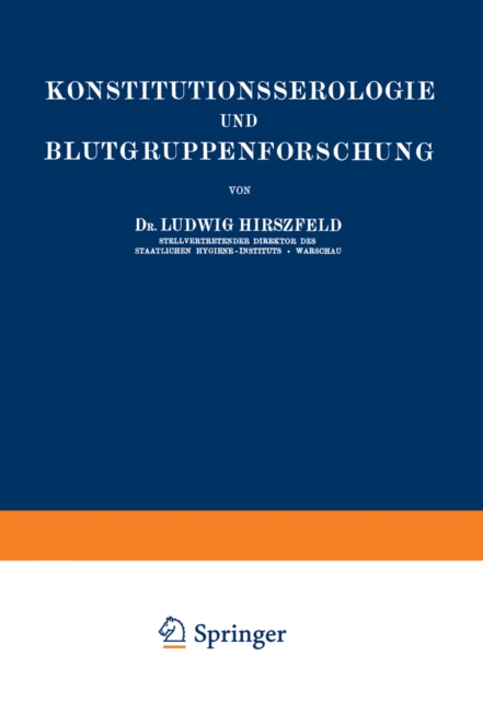 Konstitutionsserologie und Blutgruppenforschung, PDF eBook