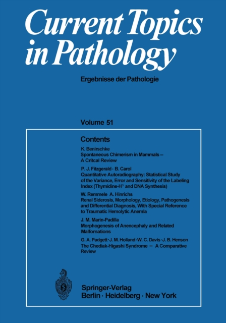 Current Topics in Pathology : Ergebnisse der Pathologie, PDF eBook