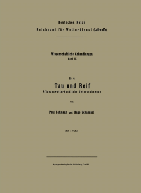 Tau und Reif : Pflanzenwetterkundliche Untersuchungen, PDF eBook